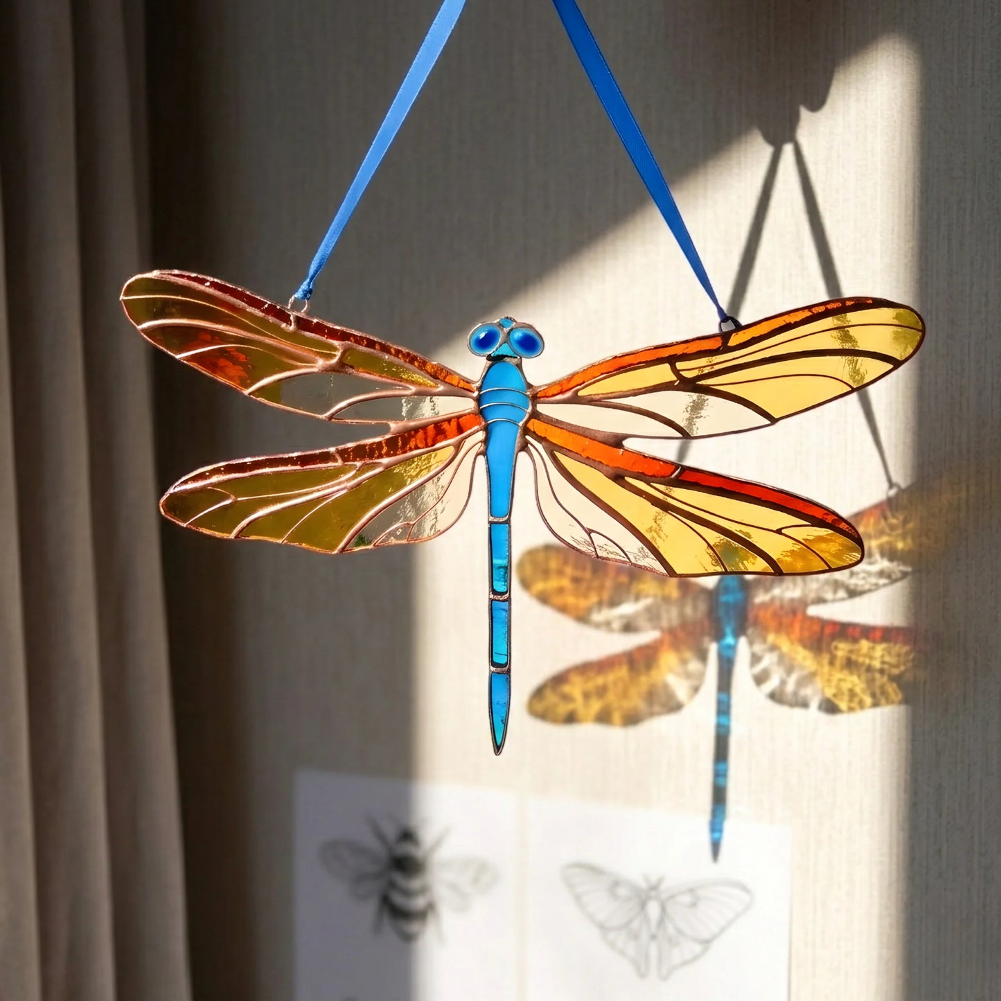 Blue Dragonfly · Stained Glass Suncatcher