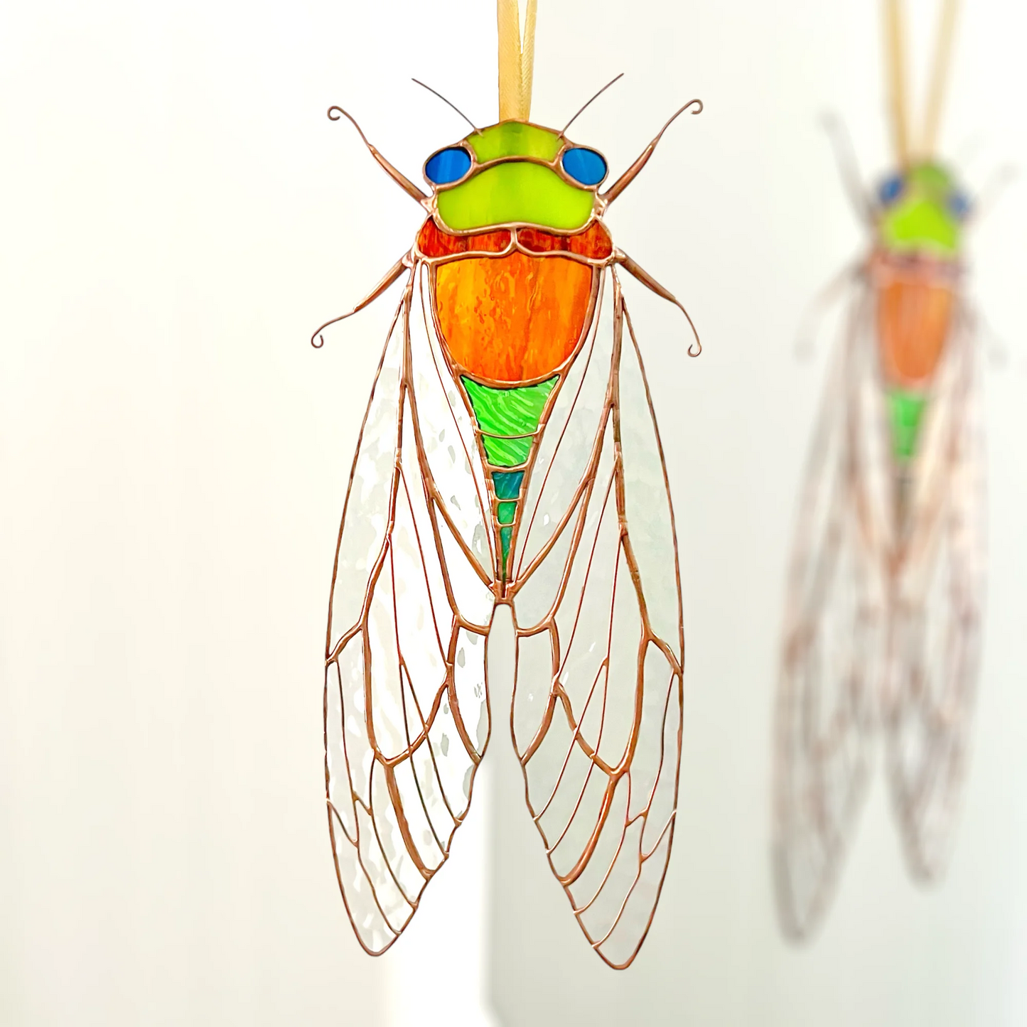 Cicada with Iridescent Wings · Stained Glass Suncatcher