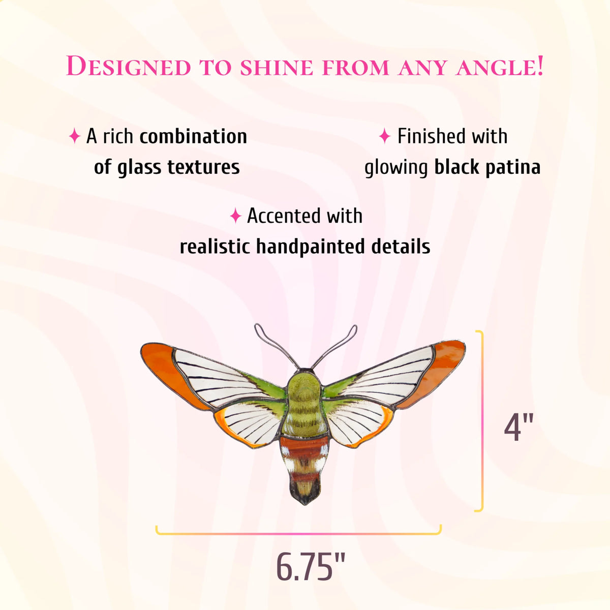 Hummingbird Moth · Stained Glass Suncatcher