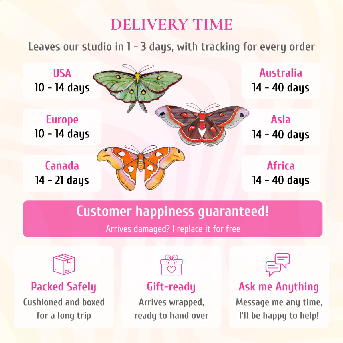 Giant Silk Moths Set · Stained Glass Suncatchers