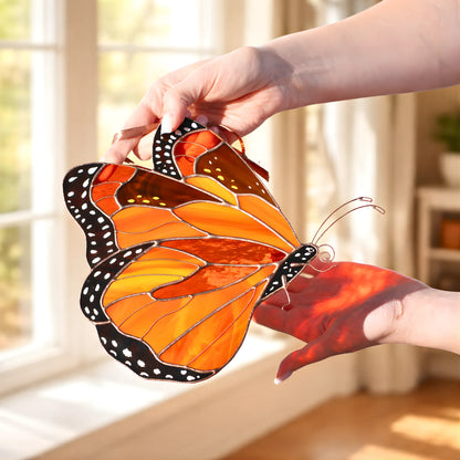 Monarch Butterfly Side-view · Stained Glass Suncatcher