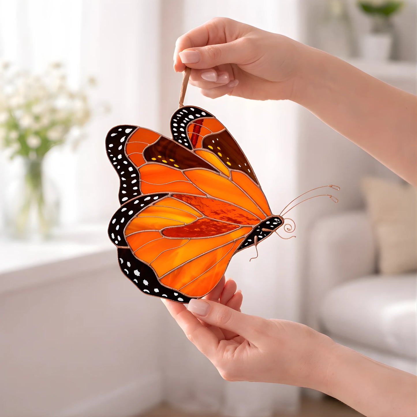 Monarch Butterfly Side-view · Stained Glass Suncatcher