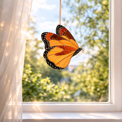 Monarch Butterfly Side-view · Stained Glass Suncatcher