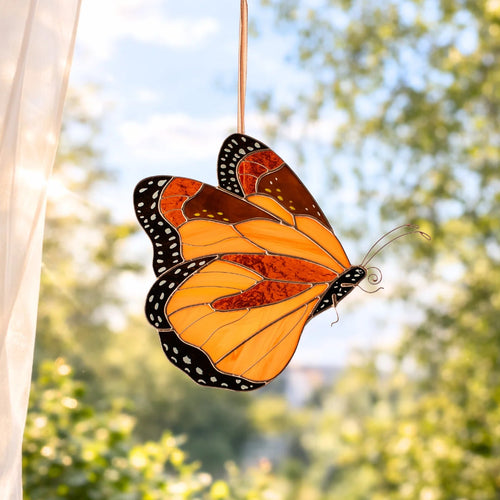 Monarch Butterfly Side-view · Stained Glass Suncatcher