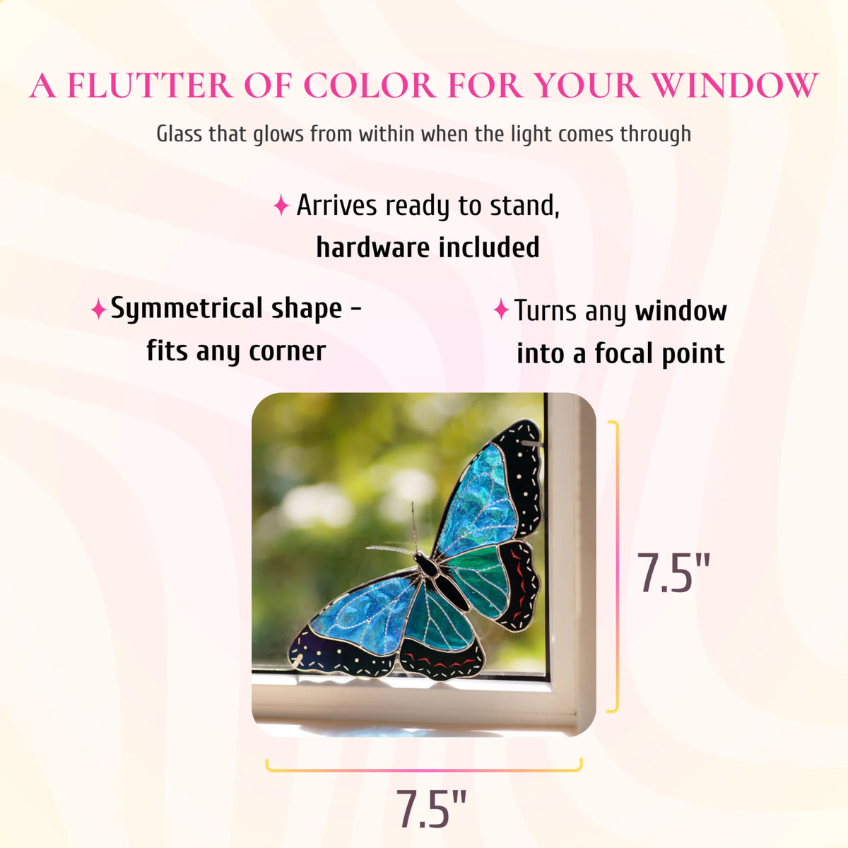 Morpho Butterfly · Stained Glass Window Corner