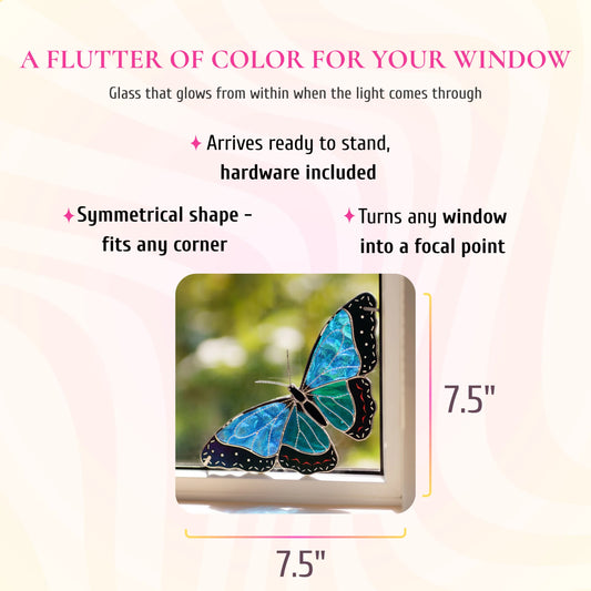 Morpho Butterfly · Stained Glass Window Corner