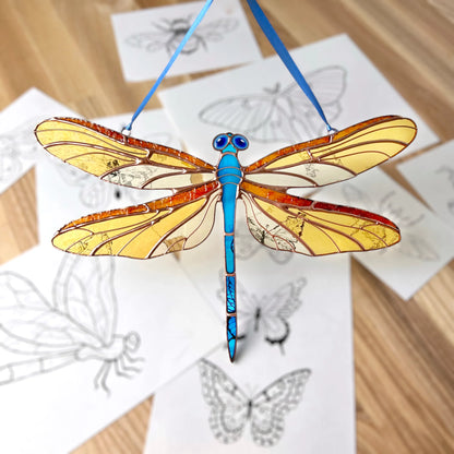 Blue Dragonfly · Stained Glass Suncatcher