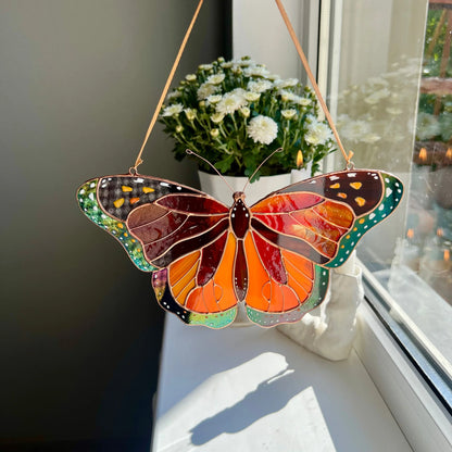 Flying Monarch Butterfly · Stained Glass Suncatcher