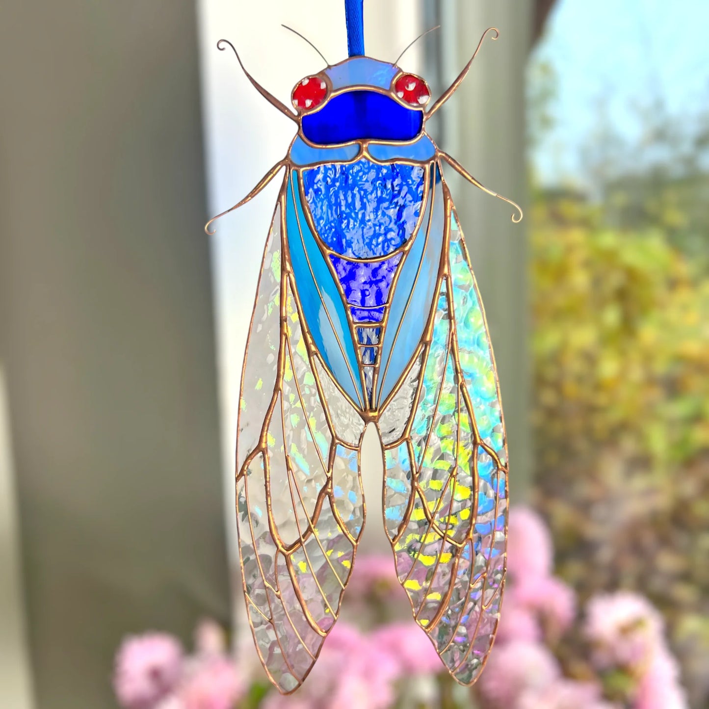 Blue Cicada · Stained Glass Suncatcher