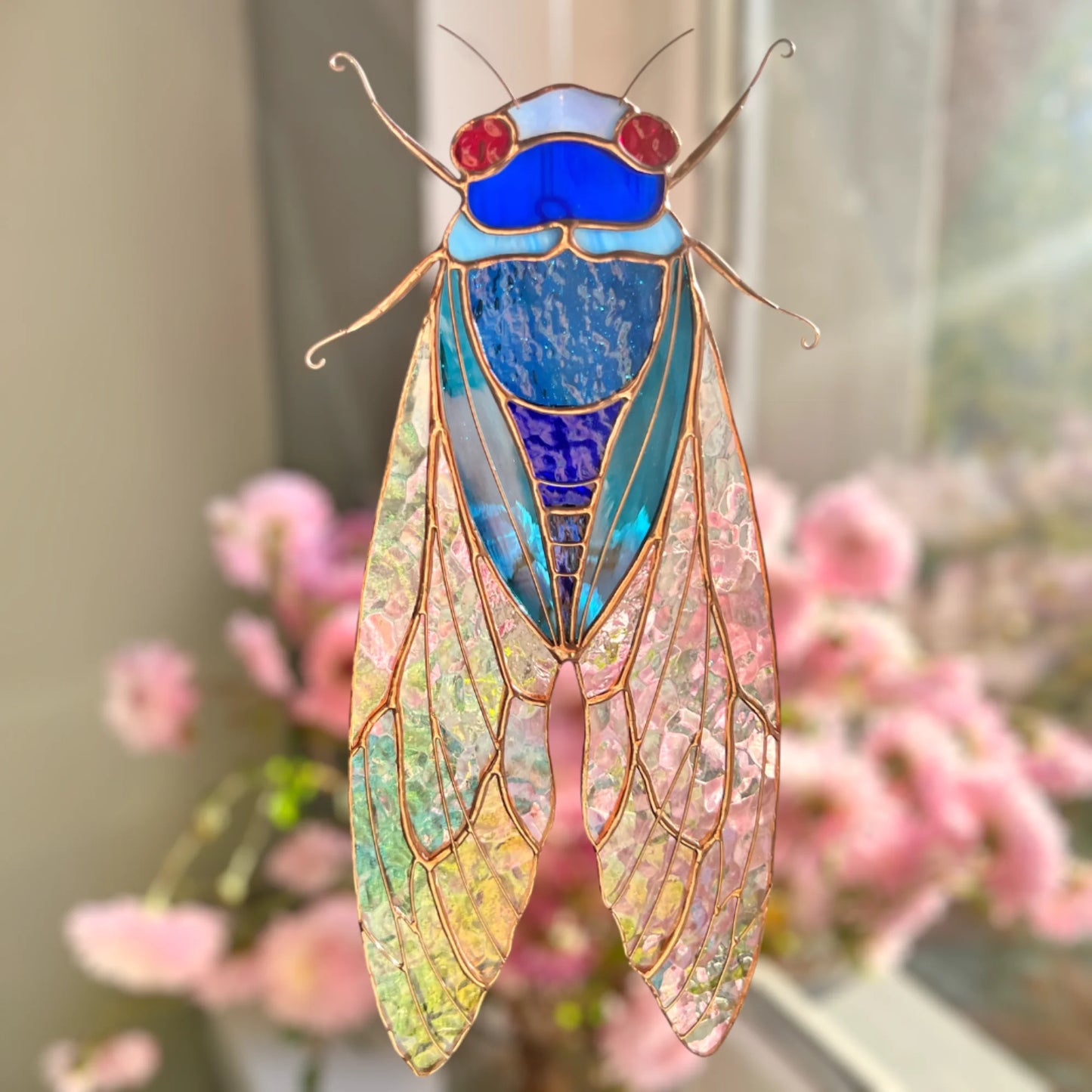 Blue Cicada · Stained Glass Suncatcher