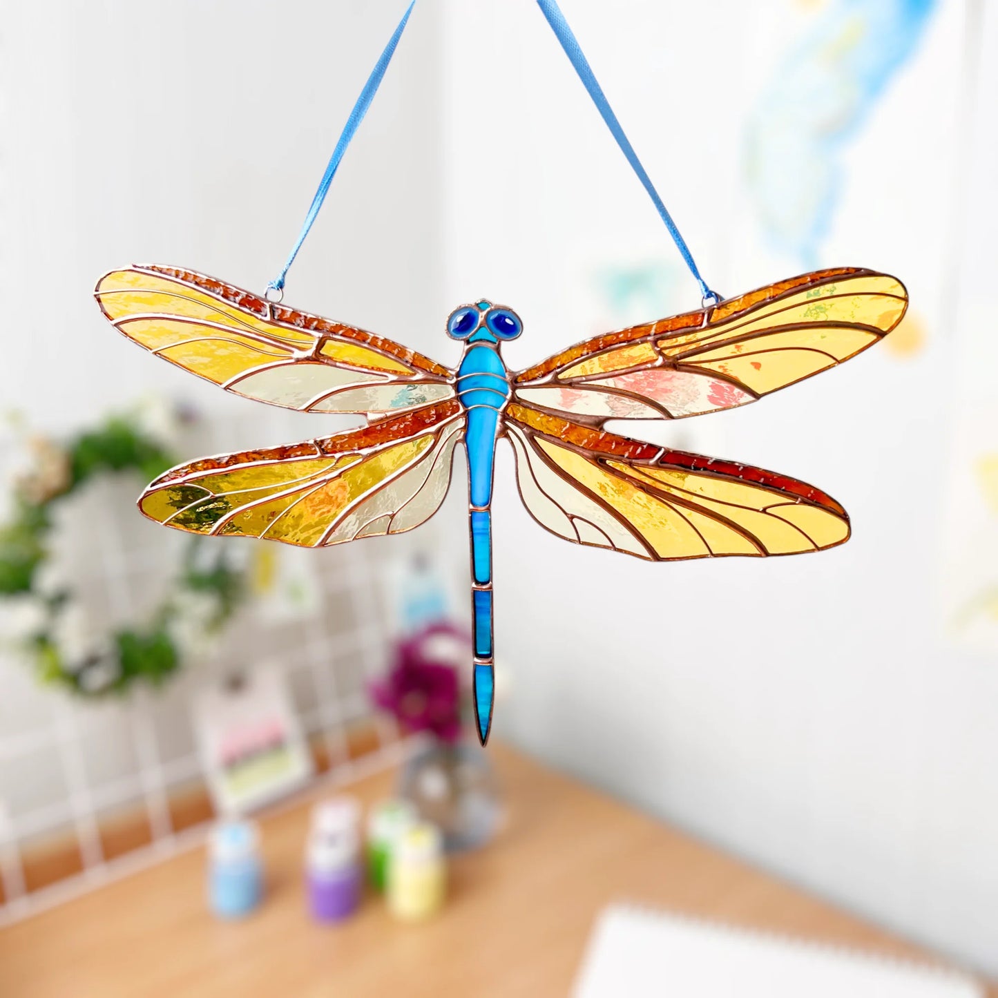 Blue Dragonfly · Stained Glass Suncatcher