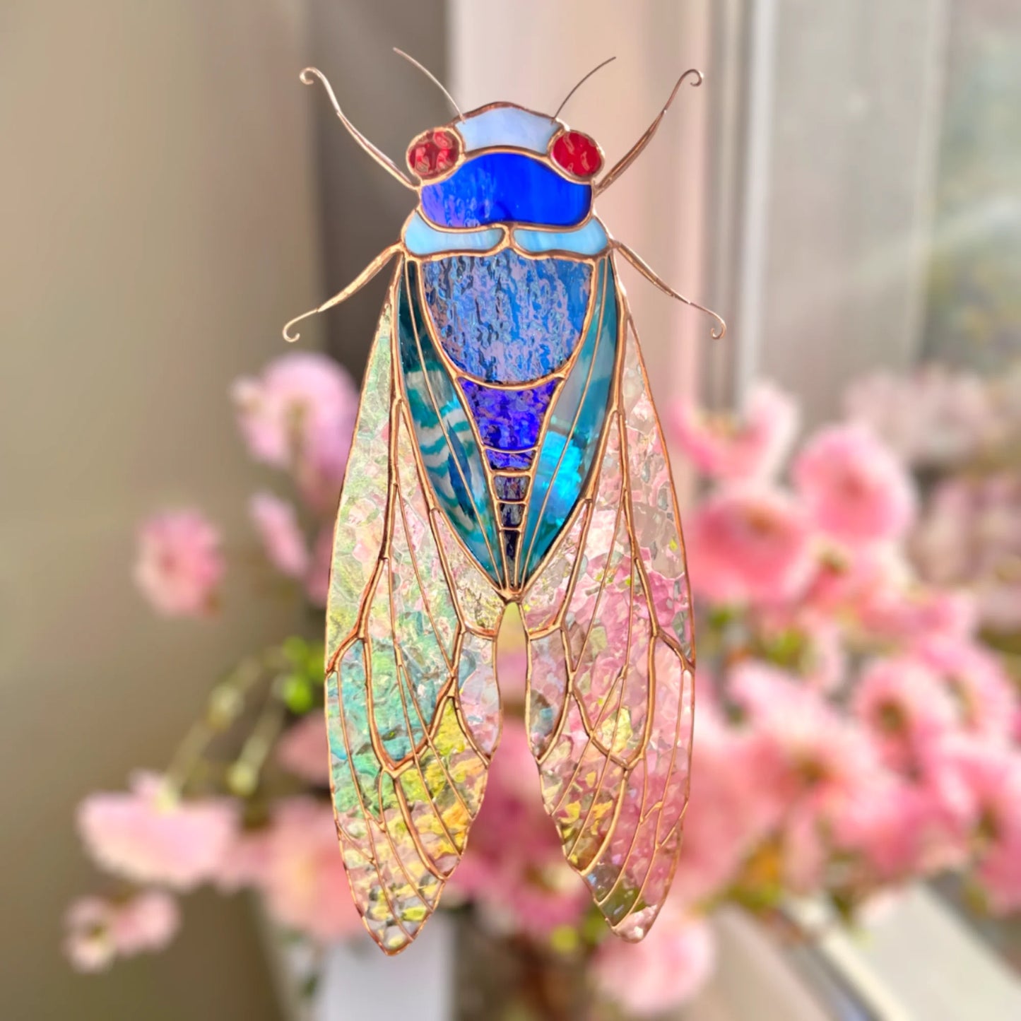 Blue Cicada · Stained Glass Suncatcher