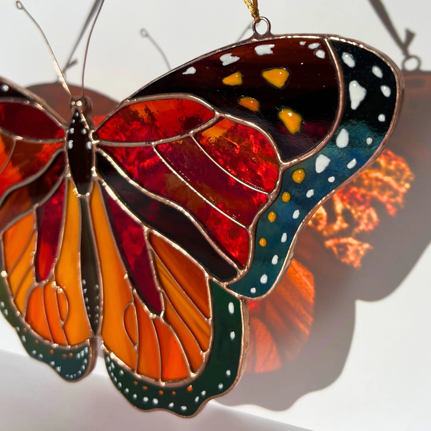 Flying Monarch Butterfly · Stained Glass Suncatcher