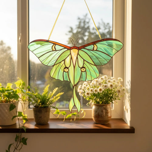 Luna Moth · Stained Glass Suncatcher
