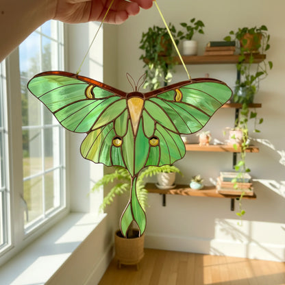 Luna Moth · Stained Glass Suncatcher