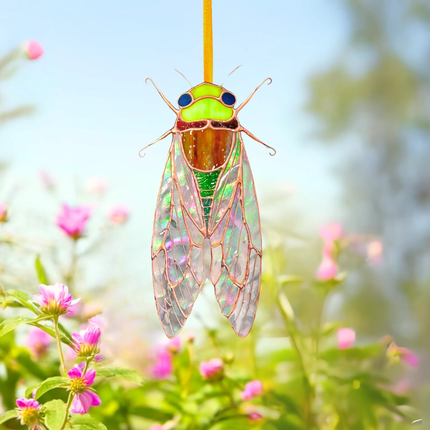 Cicada with Iridescent Wings · Stained Glass Suncatcher