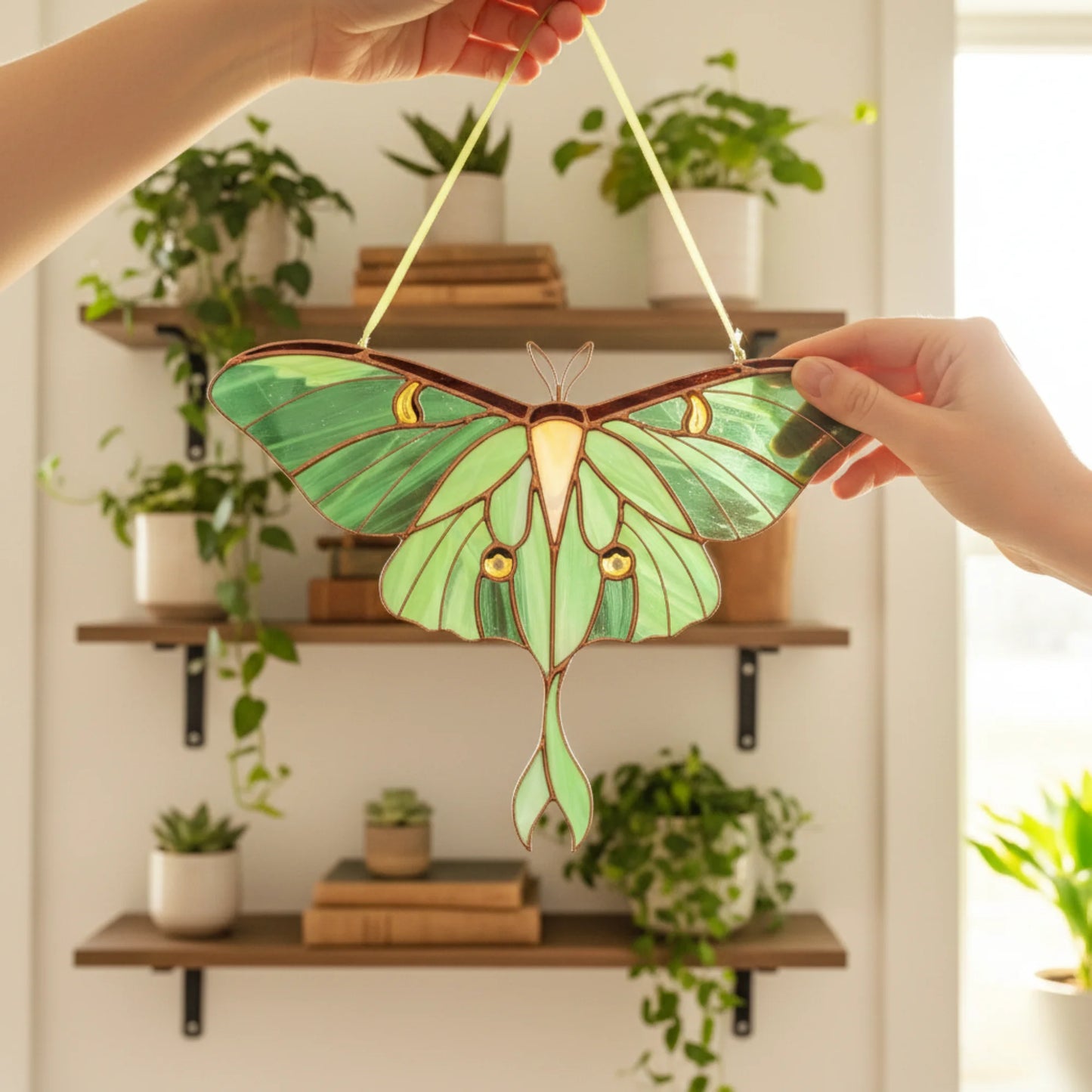 Luna Moth · Stained Glass Suncatcher