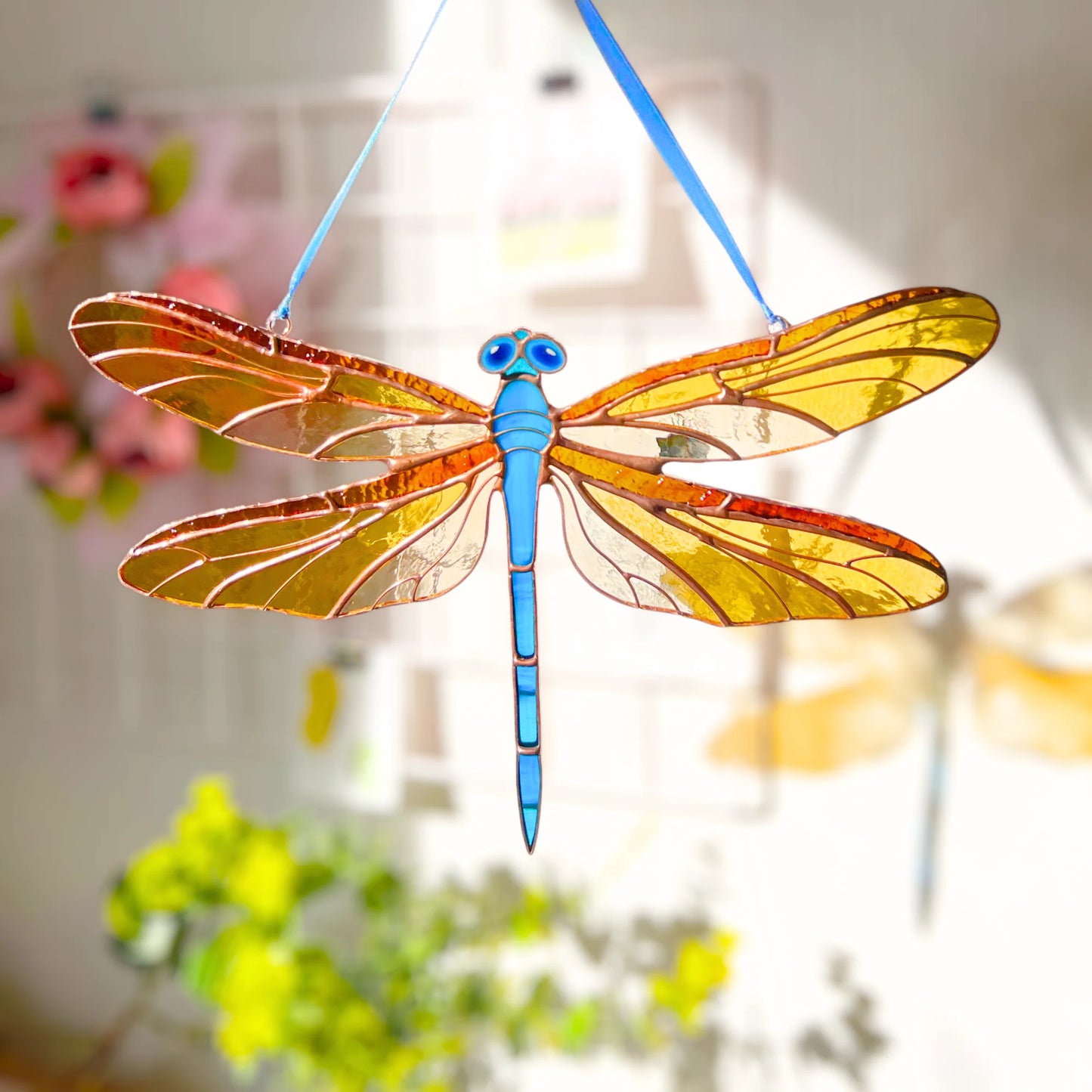 Blue Dragonfly · Stained Glass Suncatcher