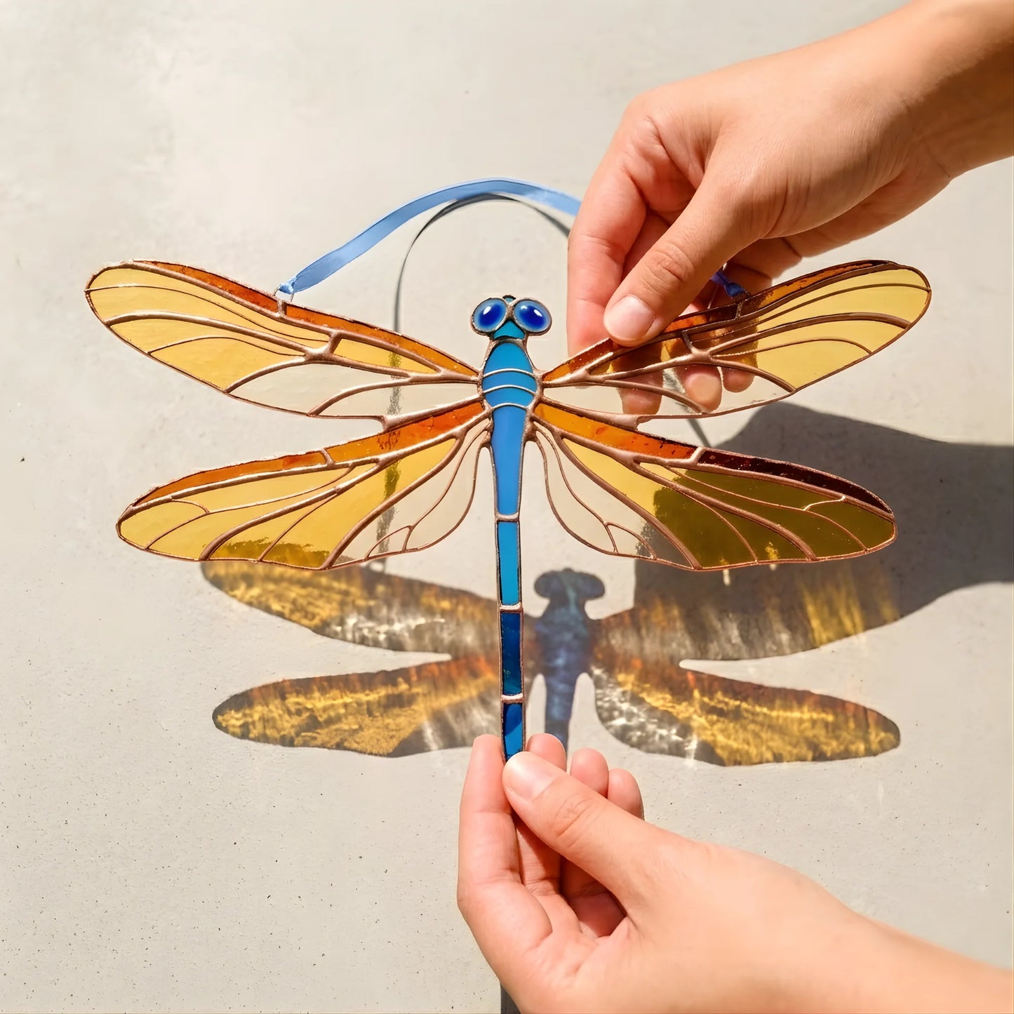 Blue Dragonfly · Stained Glass Suncatcher
