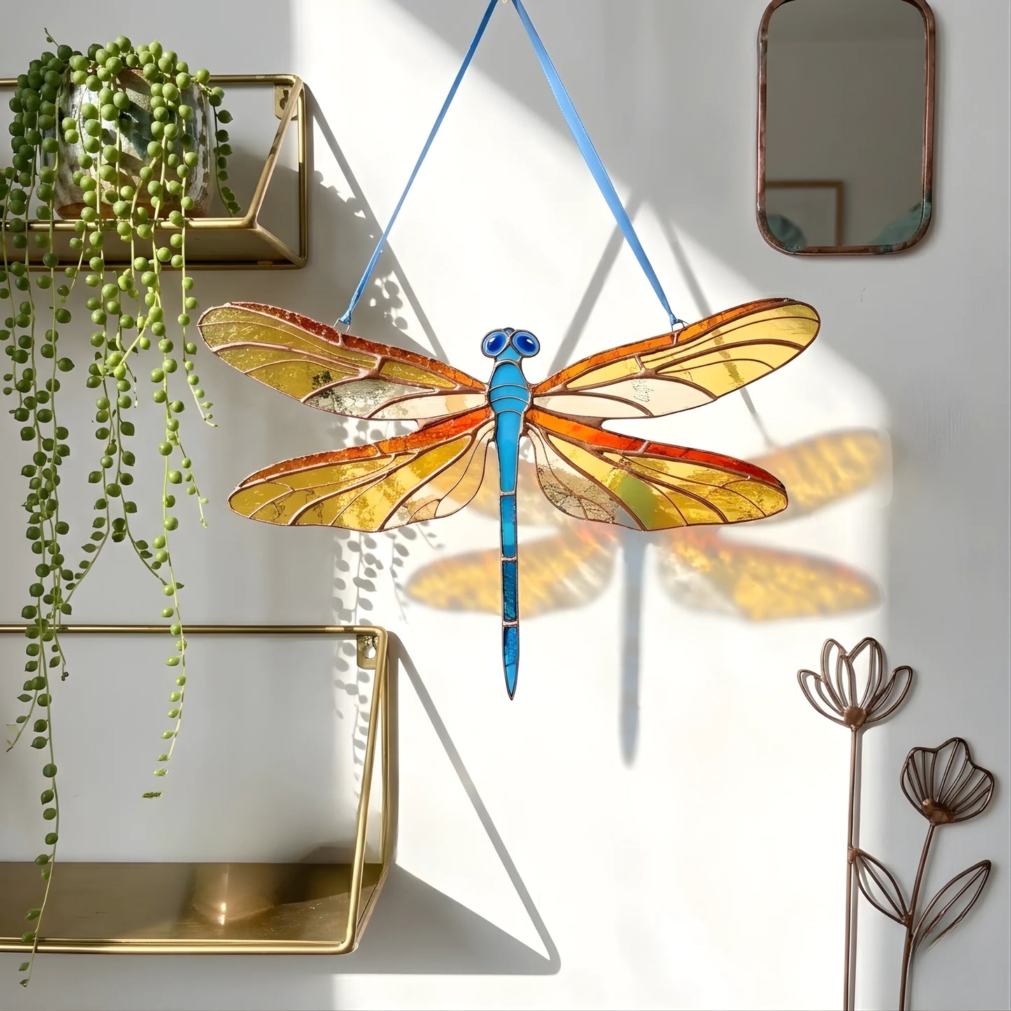 Blue Dragonfly · Stained Glass Suncatcher