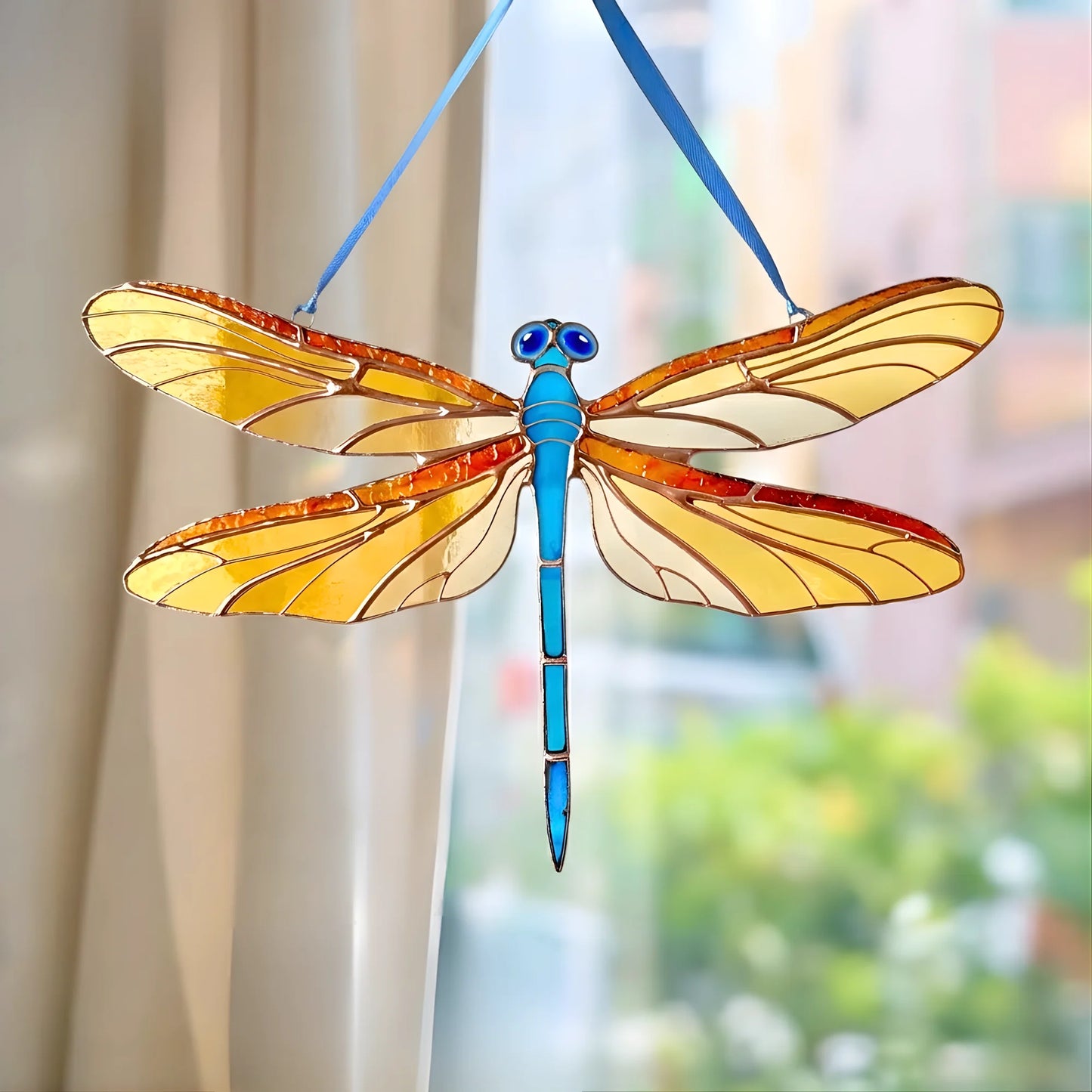 Blue Dragonfly · Stained Glass Suncatcher