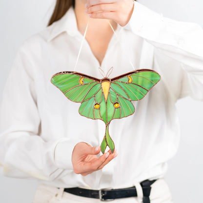 Luna Moth · Stained Glass Suncatcher