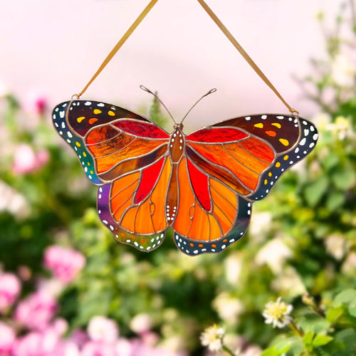 Flying Monarch Butterfly · Stained Glass Suncatcher