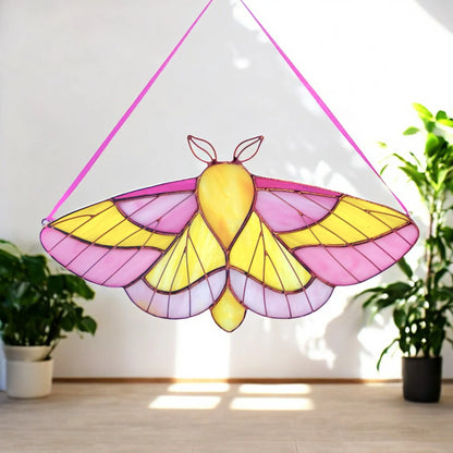 Rosy Maple Moth ·  Stained Glass Suncatcher