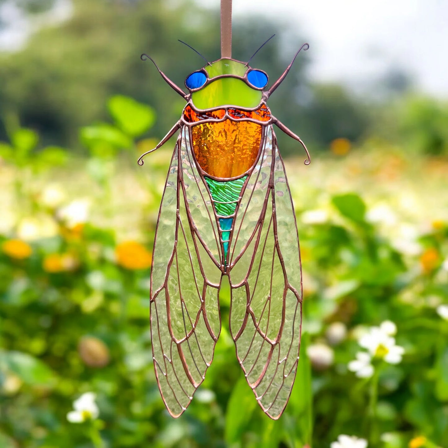 Cicada with Iridescent Wings · Stained Glass Suncatcher
