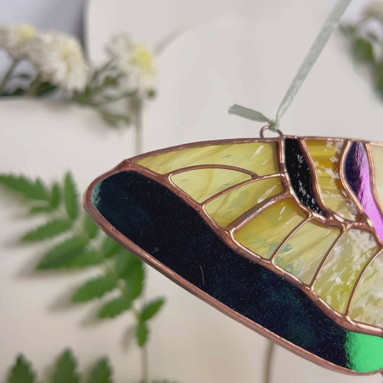 Video of stained glass swallowtail butterfly - perfect gift for gardeners